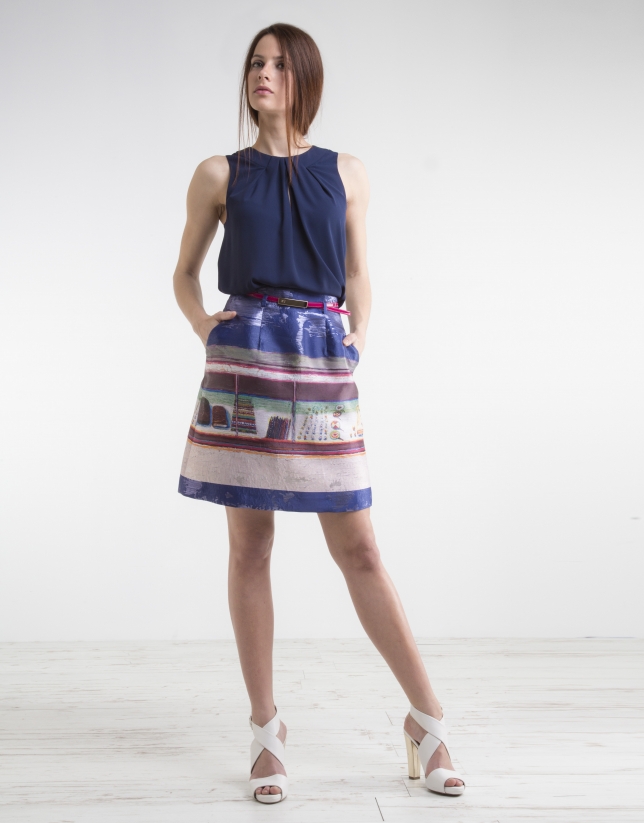 Blue print skirt