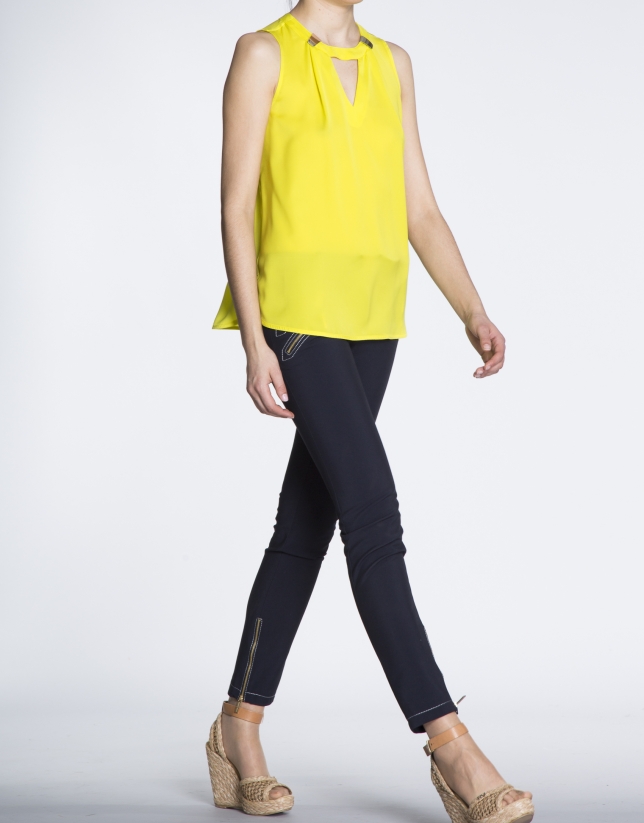 Yellow V-neck top 