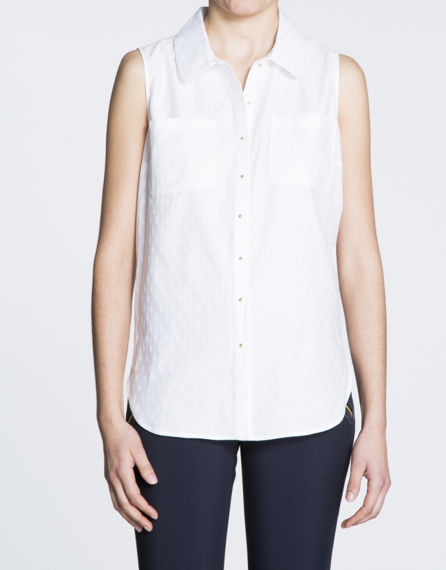 White cotton shirt with slits 