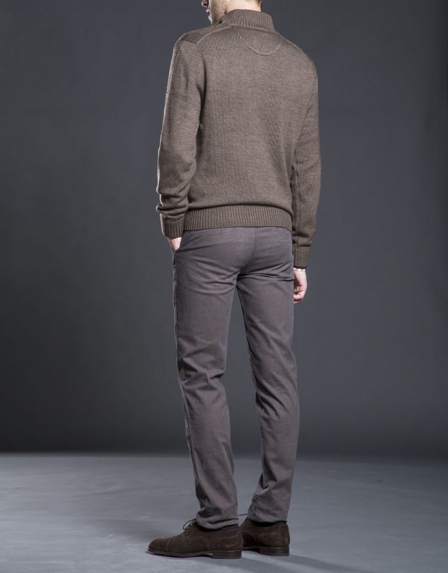 Brown structured turtle neck sweater 