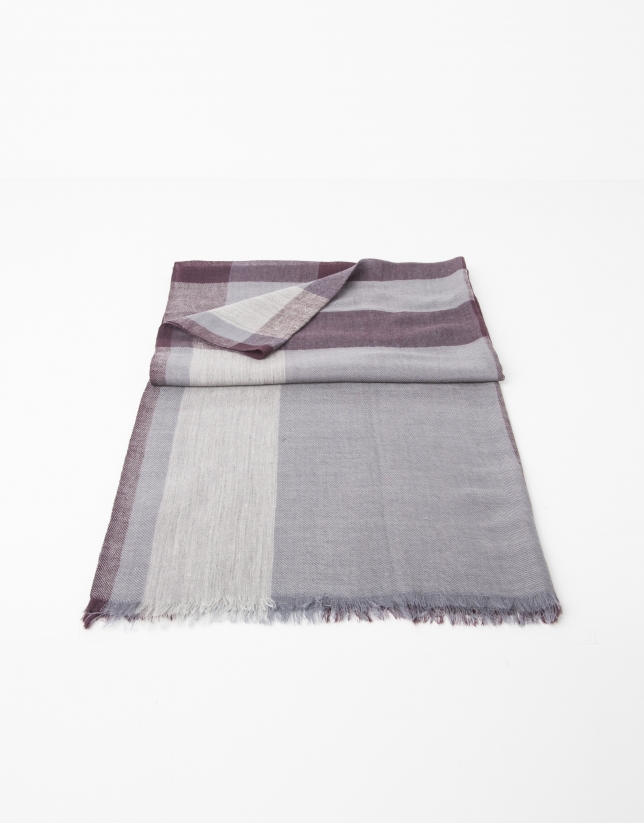 Burgundy and grey multicolor scarf