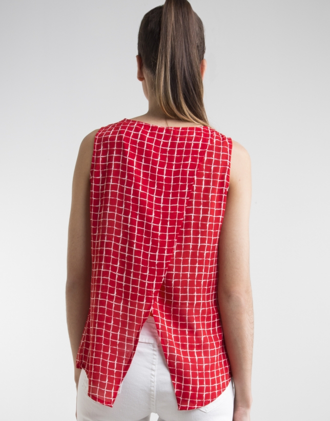Red checked top with folds