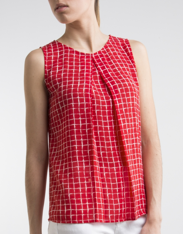 Red checked top with folds