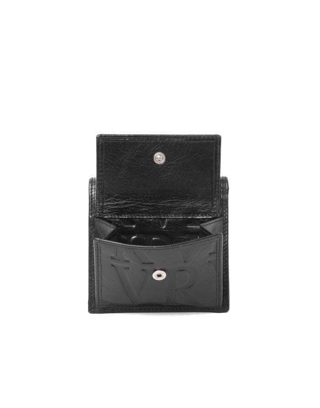 Black leather wallet with change purse