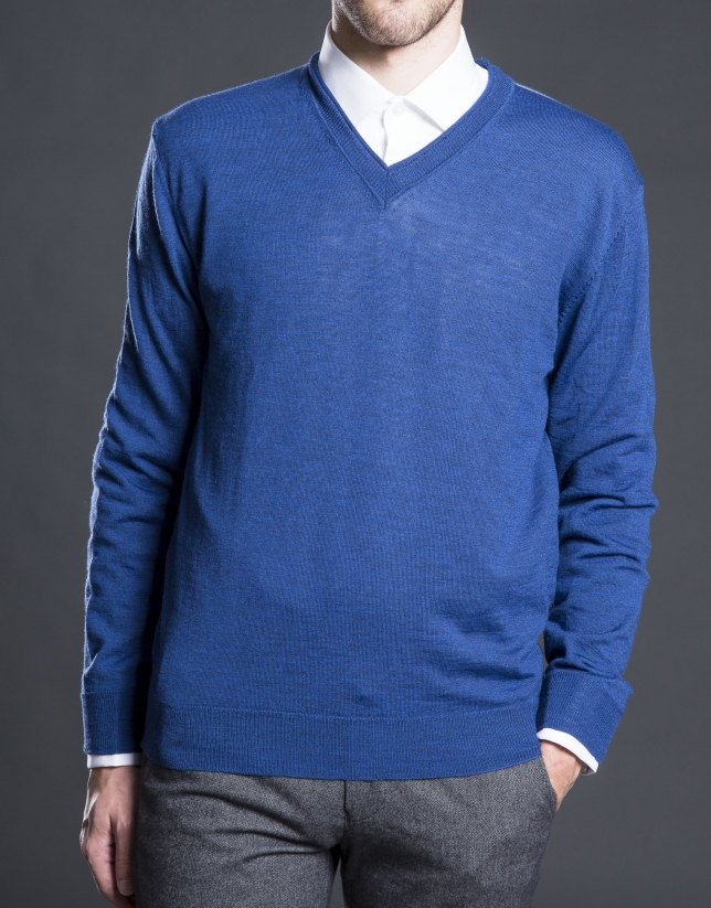 Basic blue knit sweater 