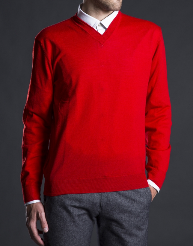 Basic red knit sweater 