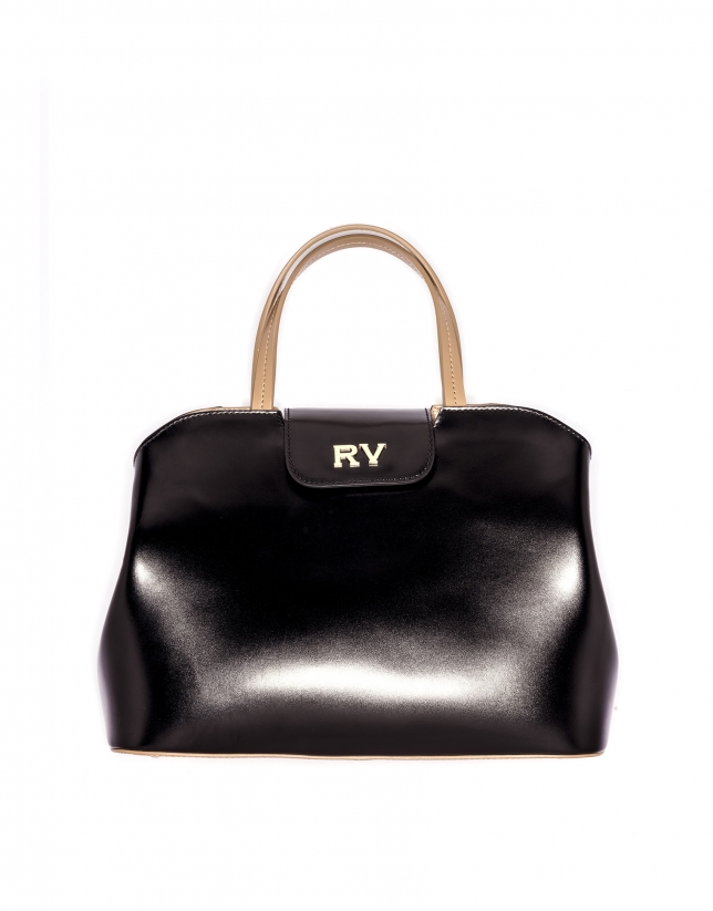 Black leather satchel Ryan
