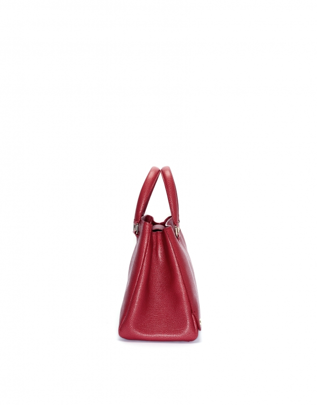 Dark red Versalles leather mini tote bag