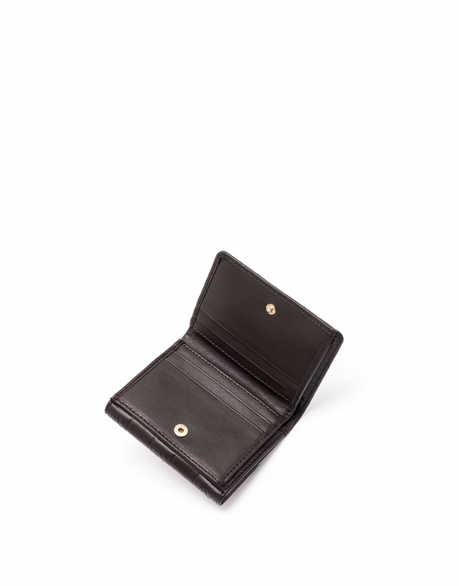 Small brown tattoo leather billfold