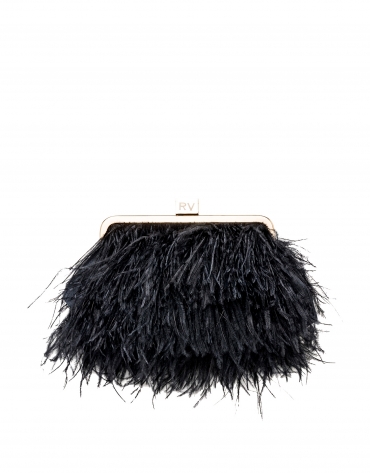 Midnight blue clutch with feathers Royal