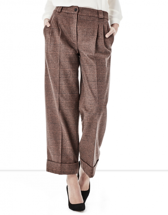 Brown hounds tooth culottes