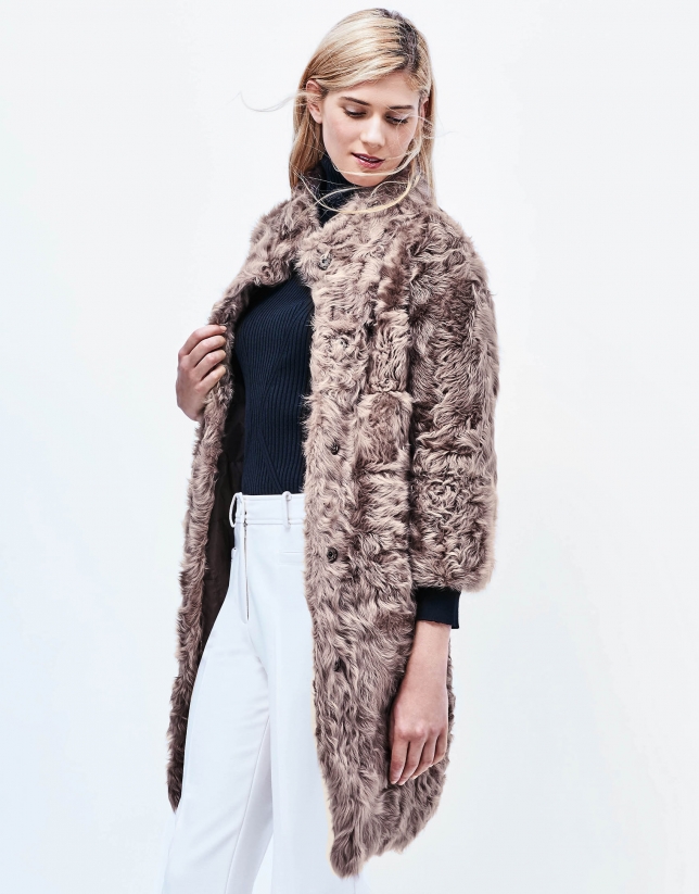 Ivory fur reversible coat
