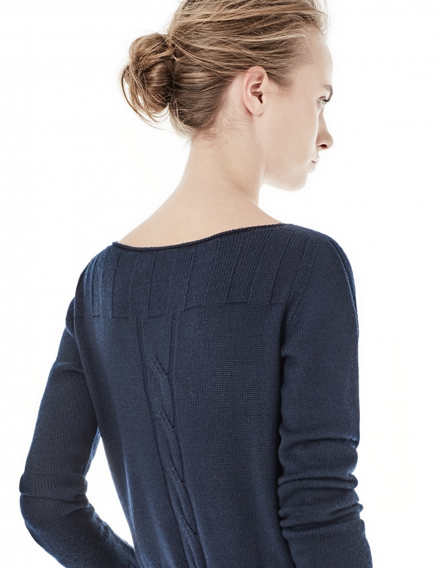 Blue cable stitch sweater