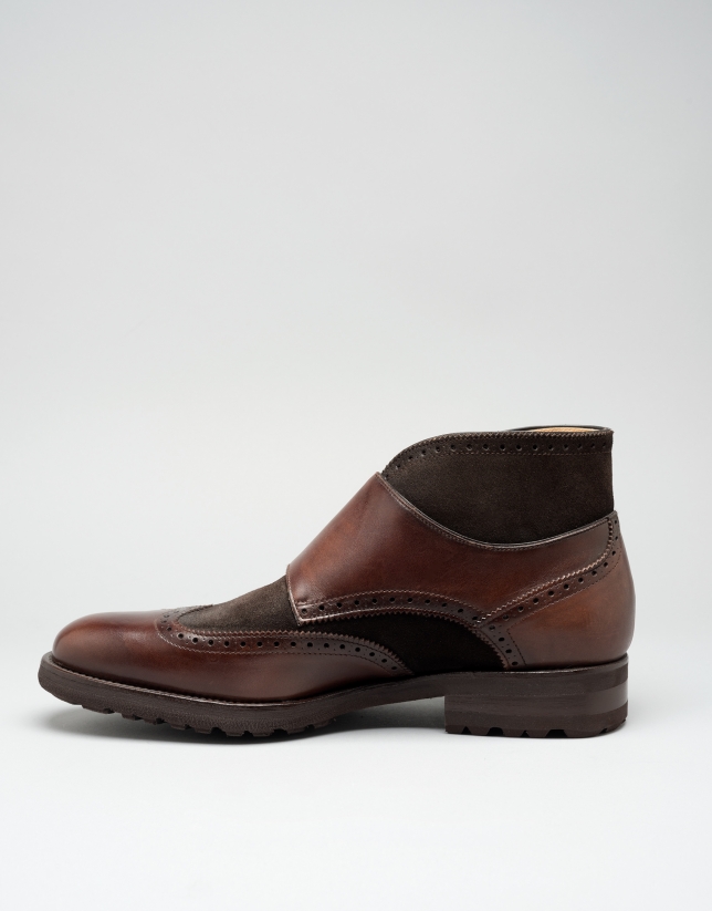 Brown Monk ankle boots with two buckles