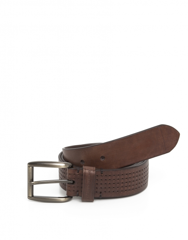 Brown perforated belt 
