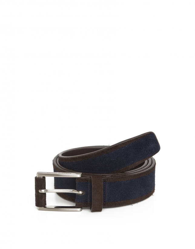Navy split leather belt