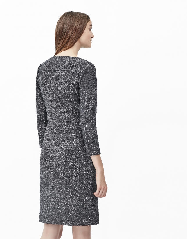 Grey knit dress with boat neck