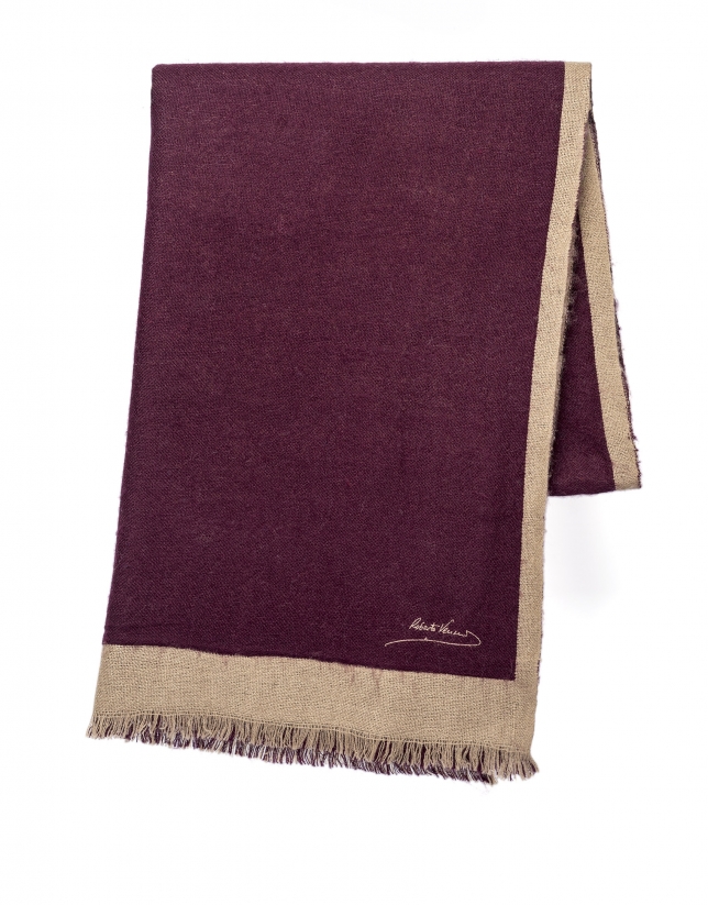 Burgundy and camel scarf