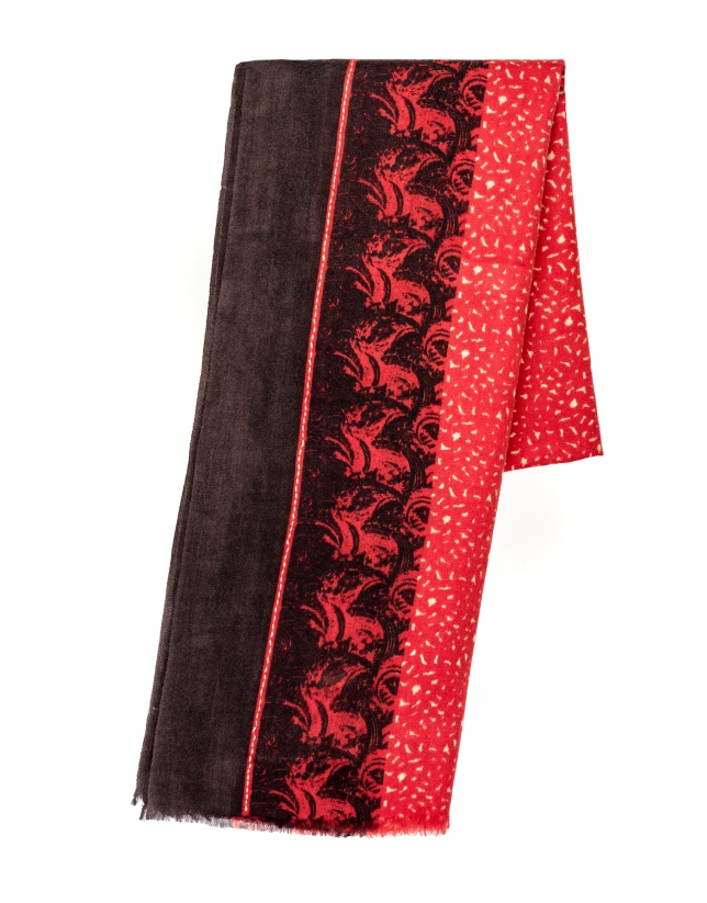 Red print scarf