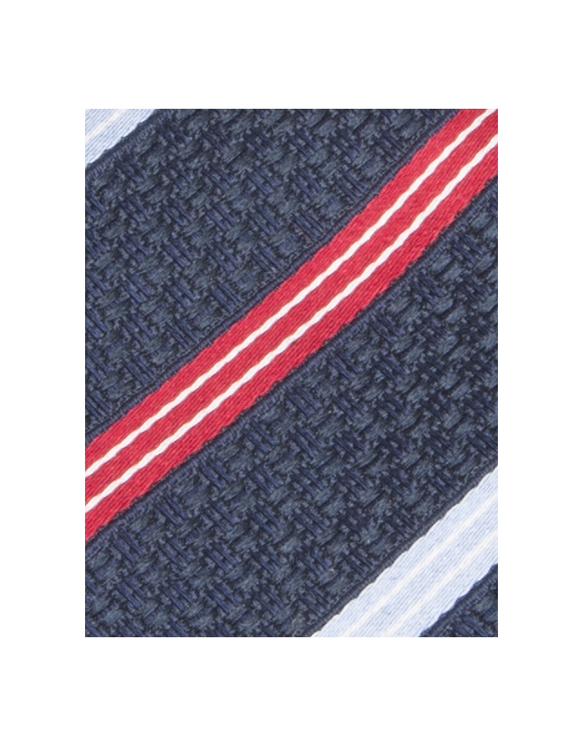 Red and white striped tie