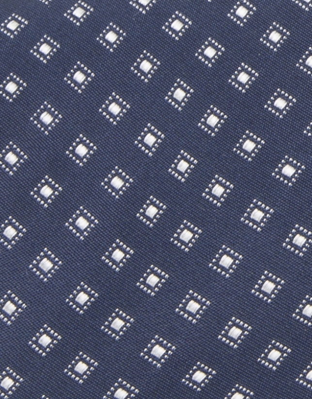 Off white and blue checked tie