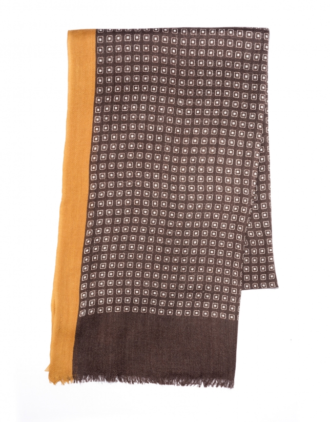 Brown and beige checked scarf
