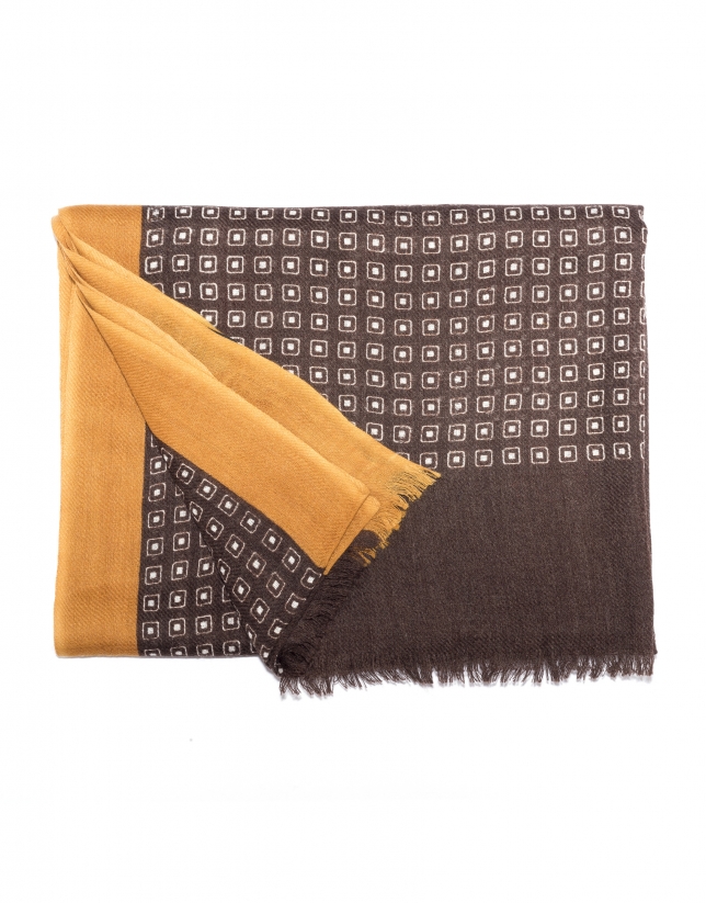 Brown and beige checked scarf