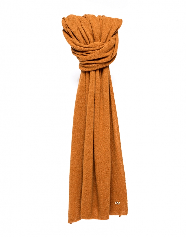 Plain terra cotta knit scarf