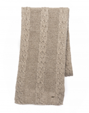 Beige cable stitch knit scarf