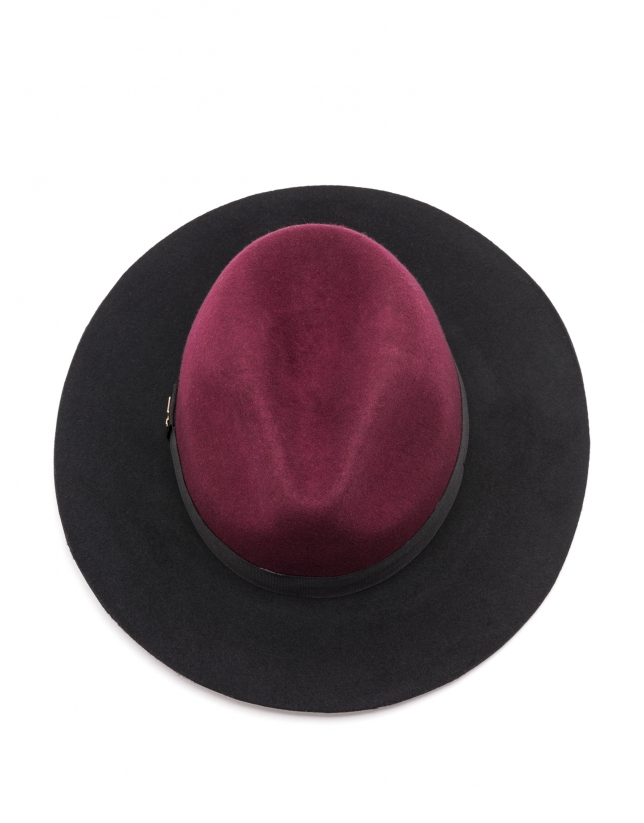 Sombrero bicolor negro/burdeos