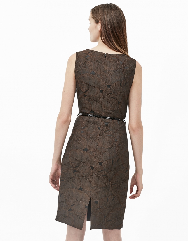 Brown jacquard dress