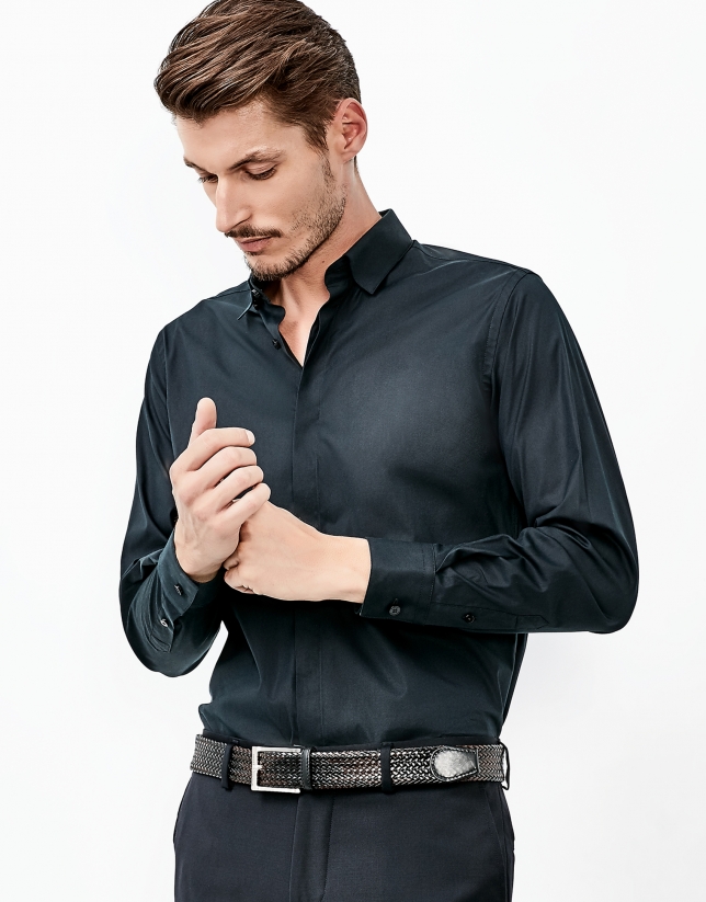 Camisa popelín negra Camisas - Hombre | Roberto Verino
