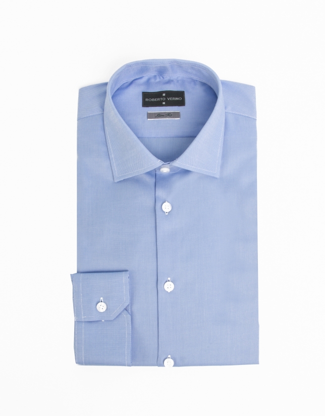 Camisa algodón oxford azul