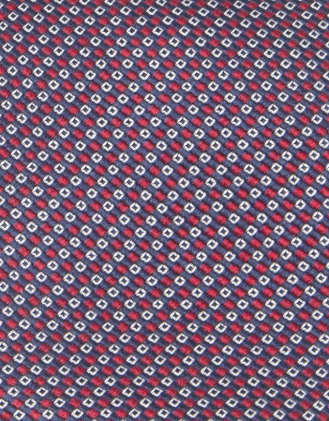 Navy and red checked tie