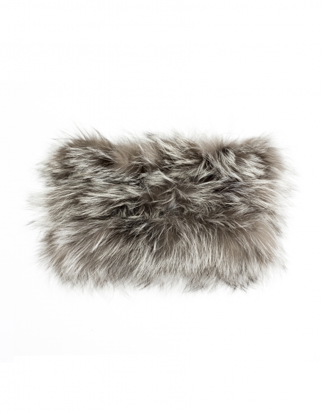 Ash gray fox fur collar