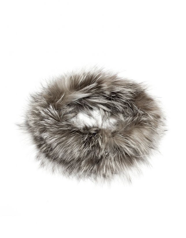 Ash gray fox fur collar