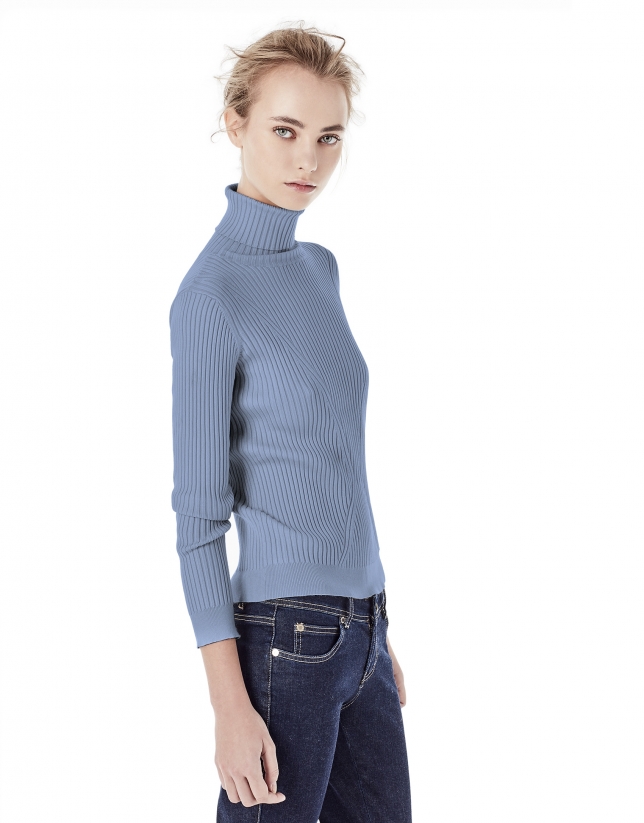 Light blue ribbed sweater