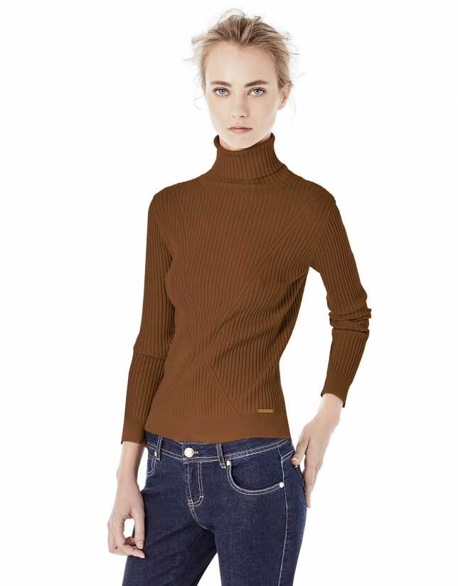 Red brick ribbed sweater