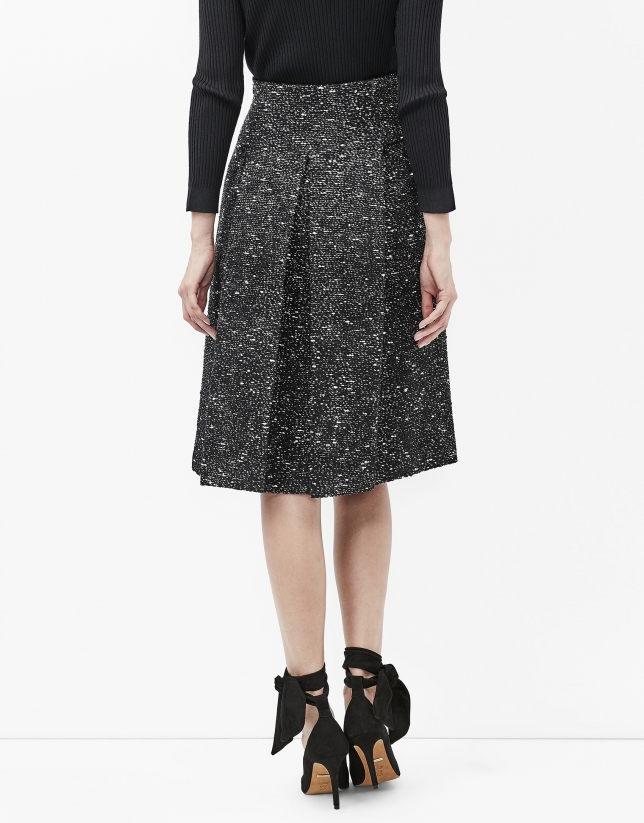 Black tweed midi skirt 