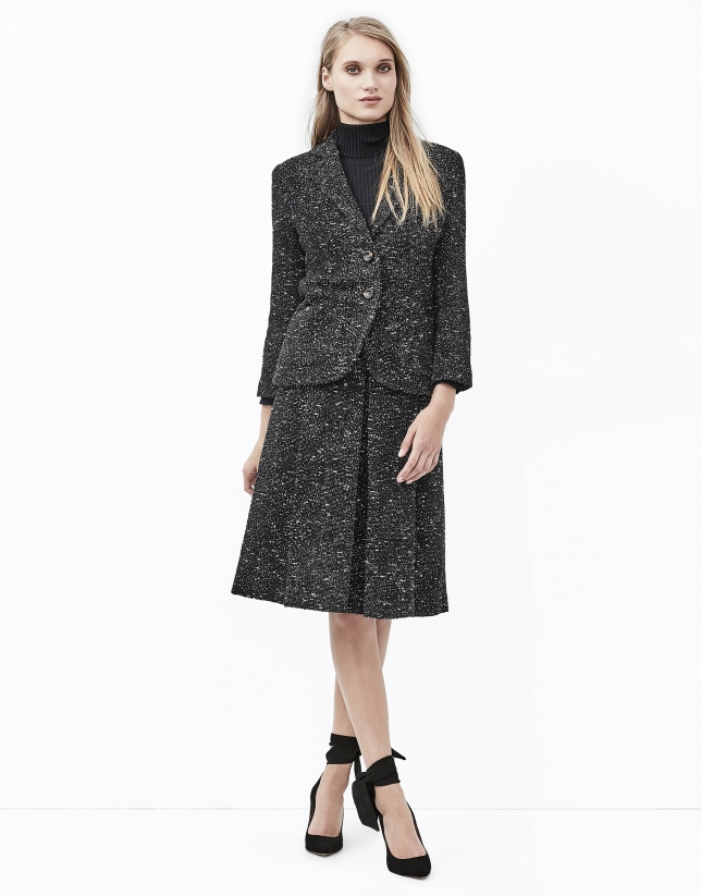 Grey tweed midi skirt 