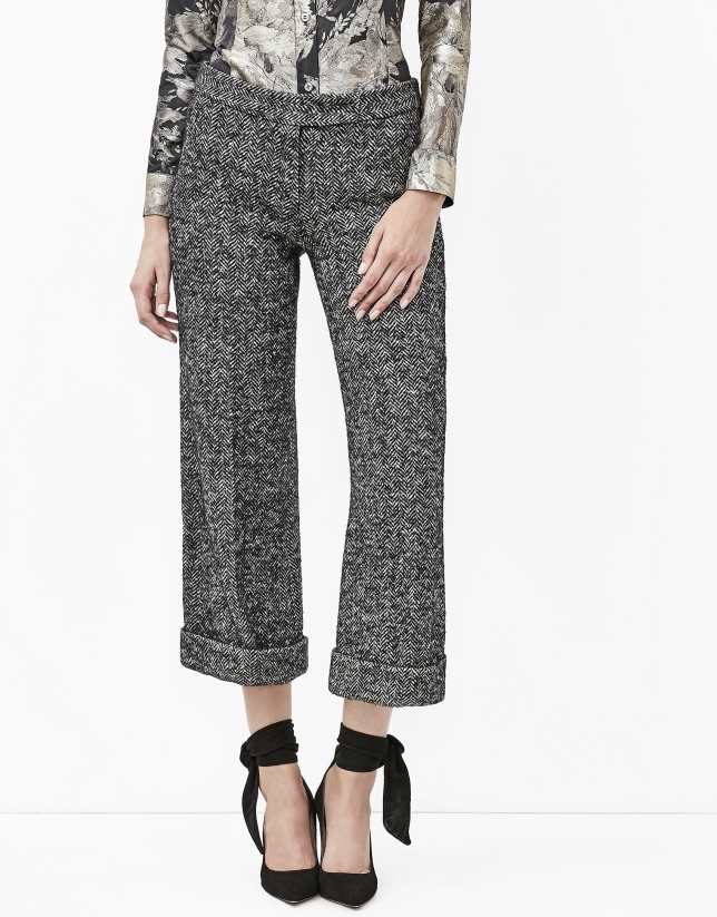 Pantalón culotte tweed gris