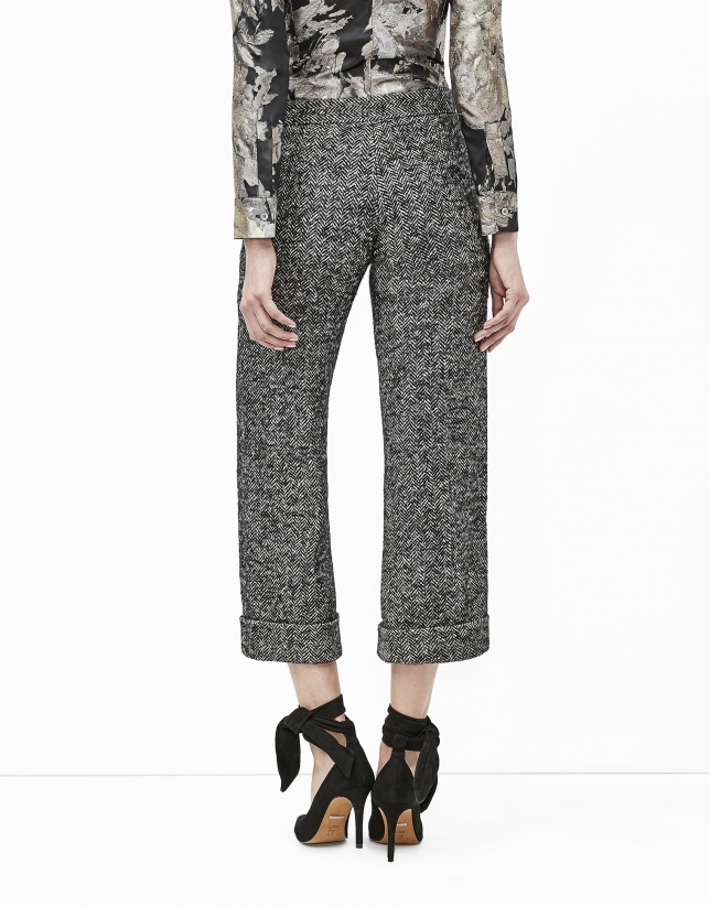 Pantalón culotte tweed gris