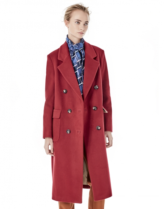 Red coat with double row of buttons