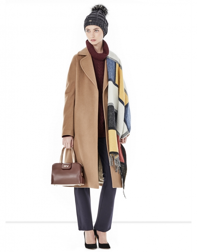 Abrigo largo marrón con cinturón Mujer | Roberto Verino