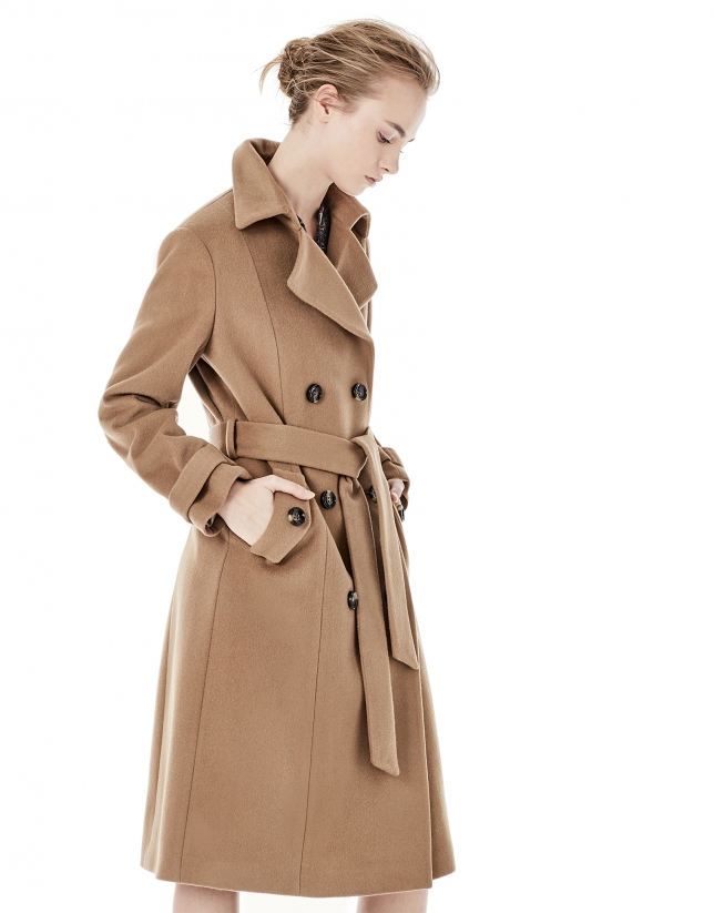 Long brown coat with straight cut