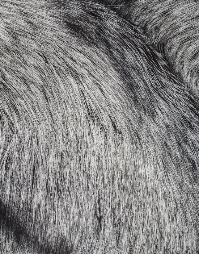 Big gray fox fur collar