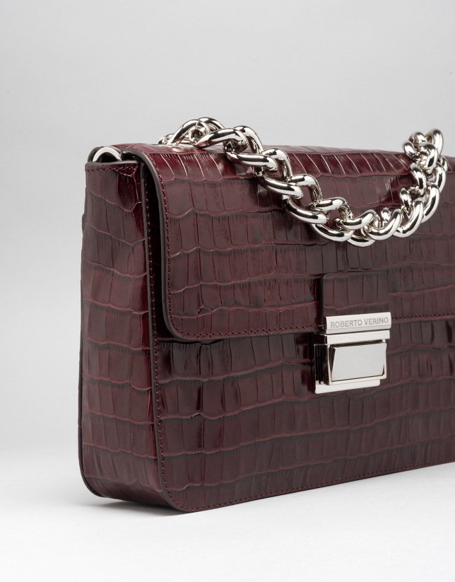 Burgundy alligator leather Joyce purse