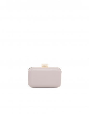 Nude pink leather clutch Rose