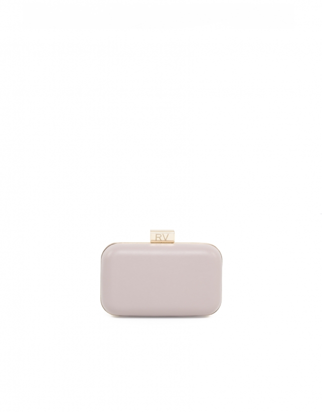 Nude pink leather clutch Rose