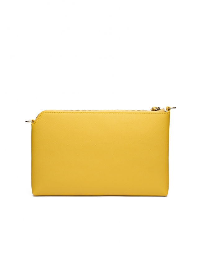 Yellow Saffiano leather Lisa Clutch 